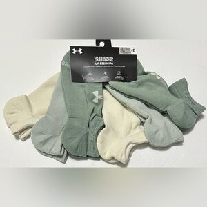 Under Armour Essential 6-Pairs Men's No Show Socks 8.5-13 Green/Ivory